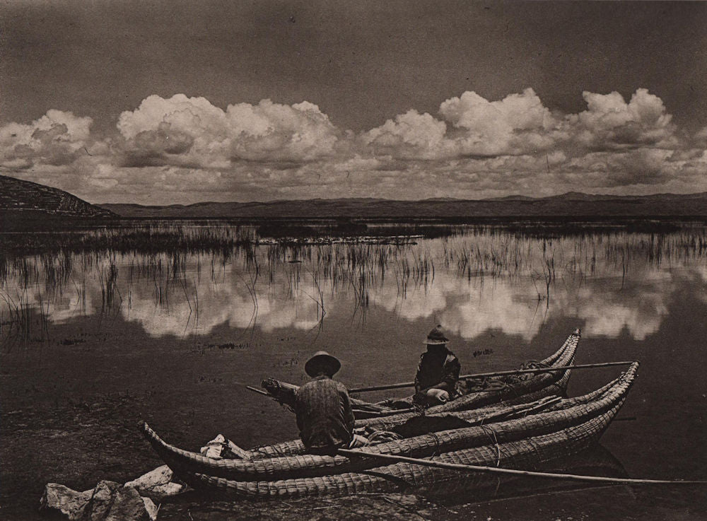 Midday rest on Lake Titicaca. Bolivia 1928 old vintage print picture